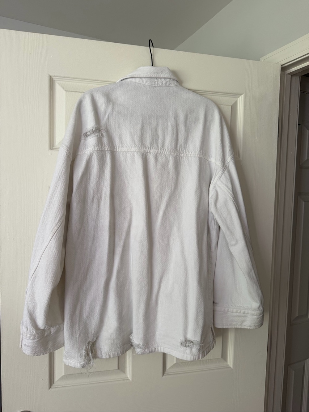 Zara Distressed White Button-Front Jacket - Picture 5 of 5